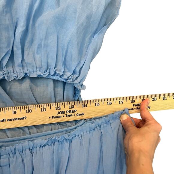 Rebecca Taylor Back Cutout Midi Dress Large Fit And Flare Cap Sleeve Preppy Blue - Picture 9 of 11